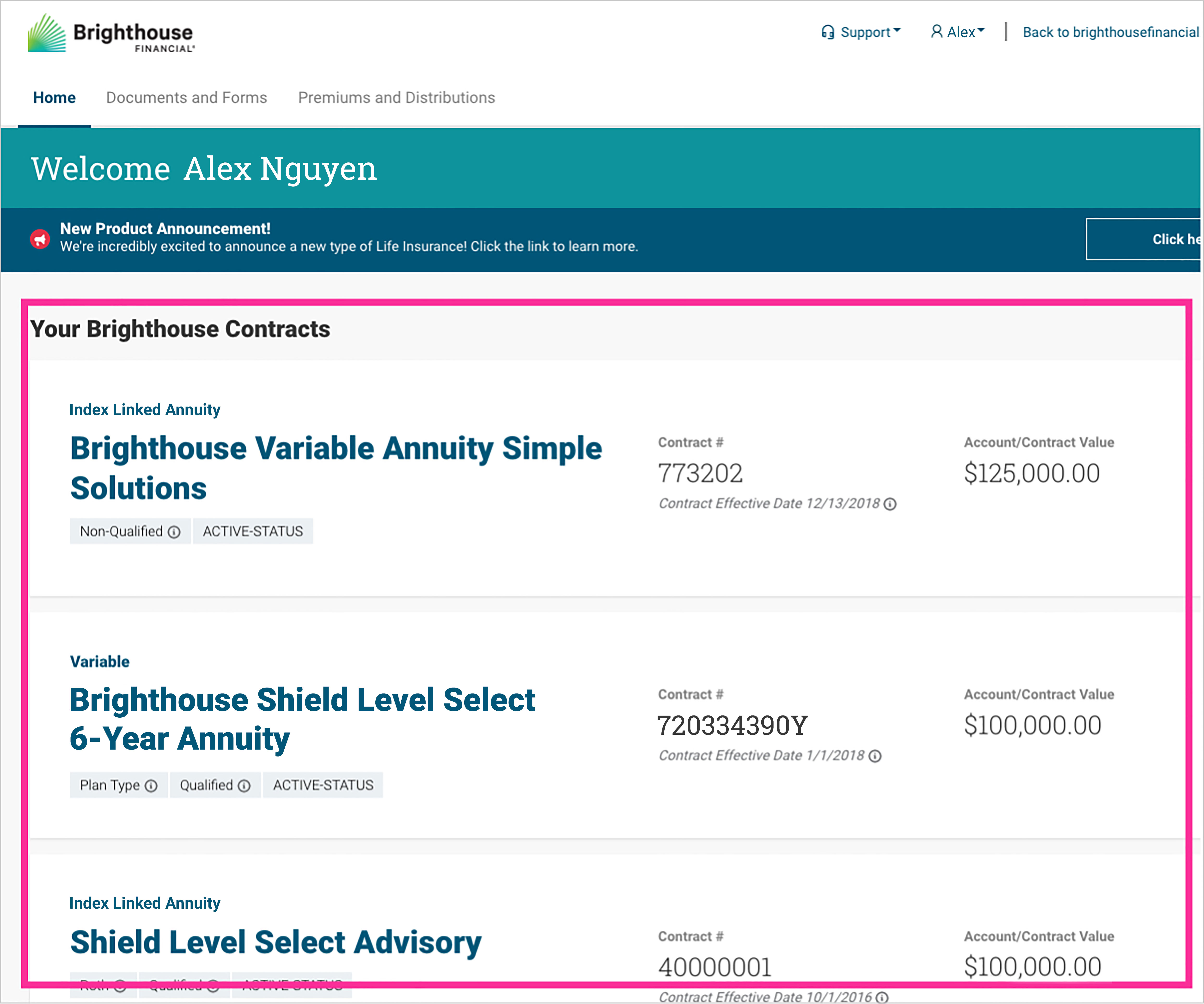 Step 2: Select a contract you’d like to view