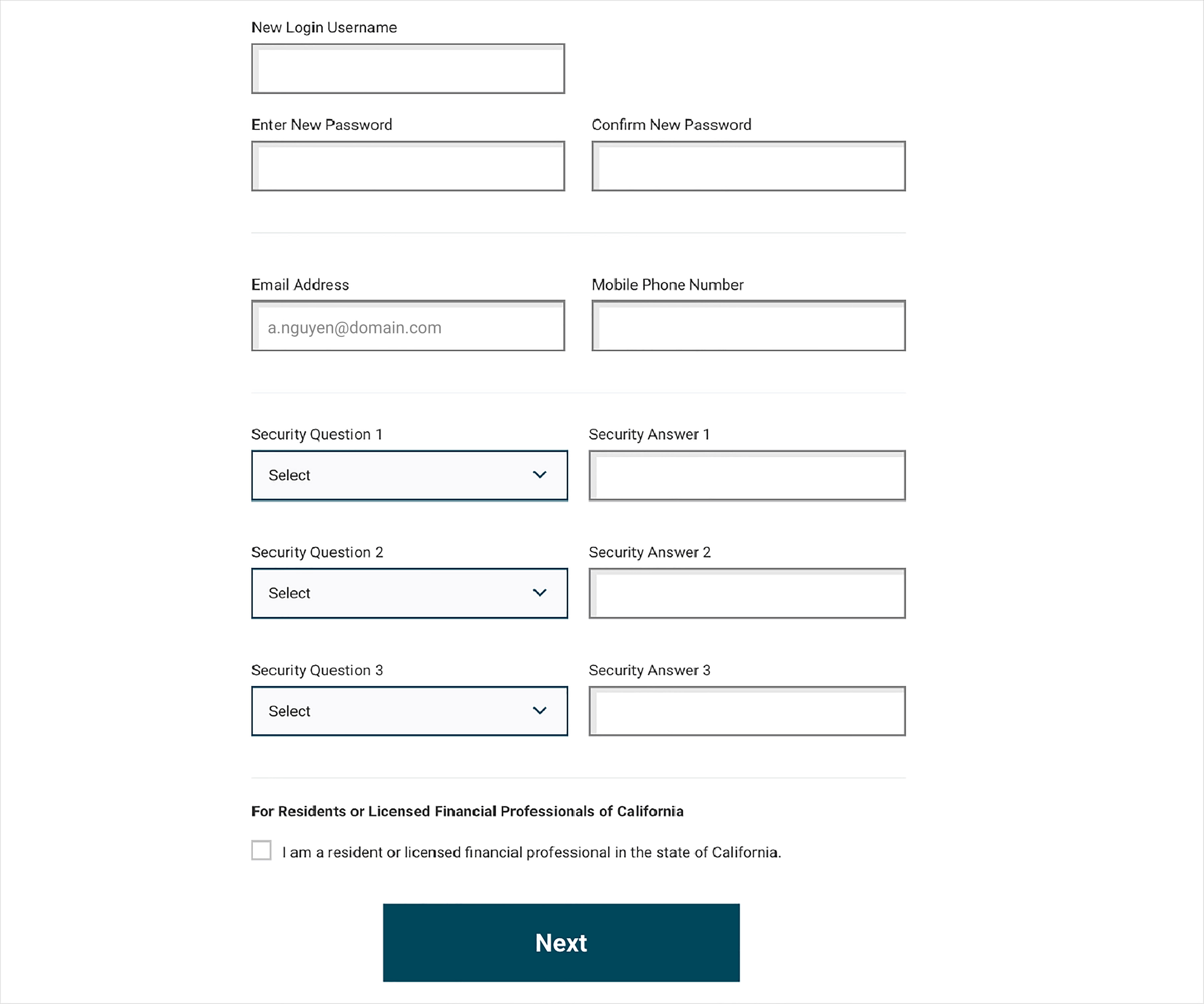 Step 5: Choose security questions